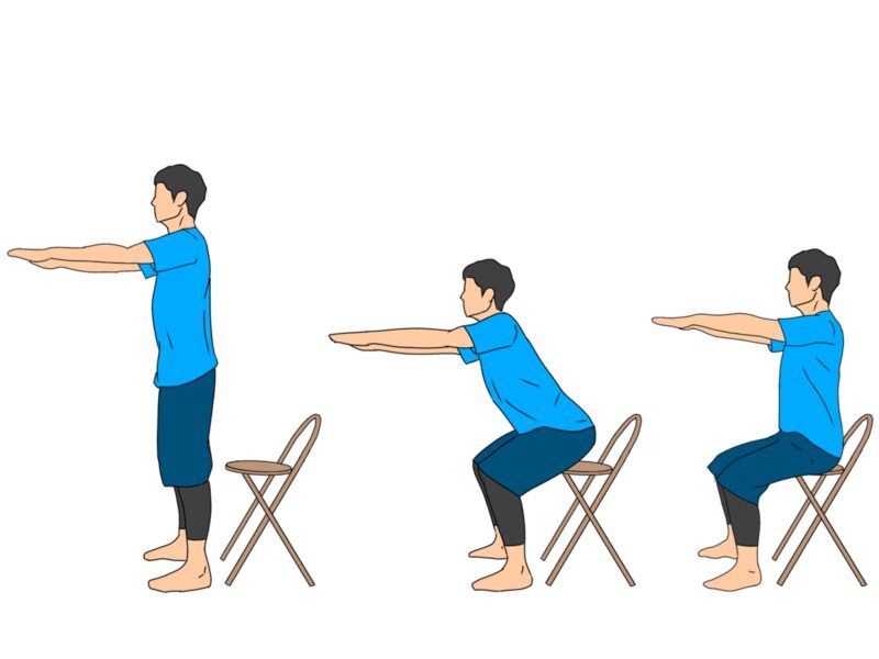 椅子を使ったスクワットの方法